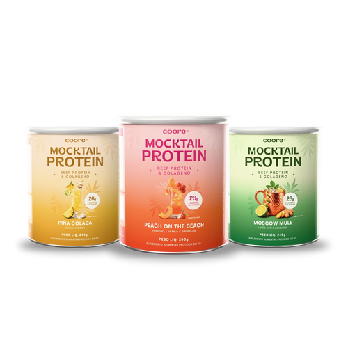 Kit Experimentação Coore: os três sabores de Mocktail Protein em potes de 240 g