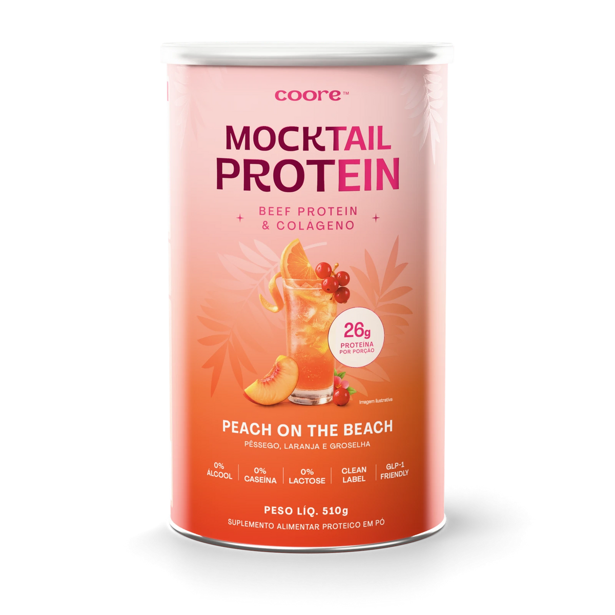 Mocktail Protein — Peach on the Beach, pote de 510 g
